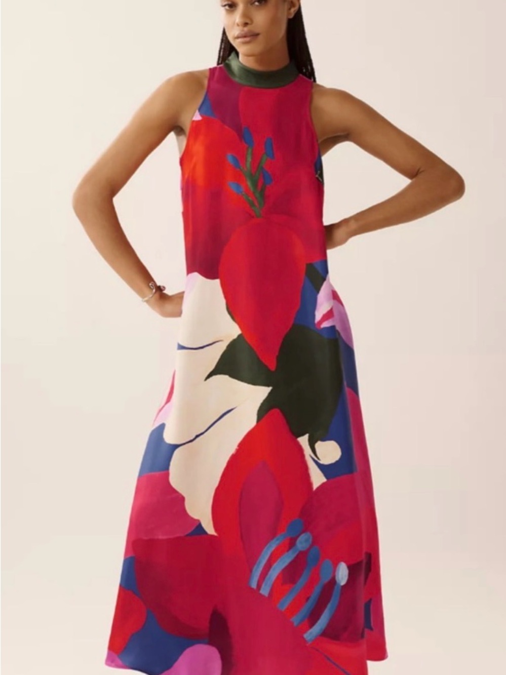 FARM Rio Red Floral High-Neck Maxi Dress - Picture 1 of 3